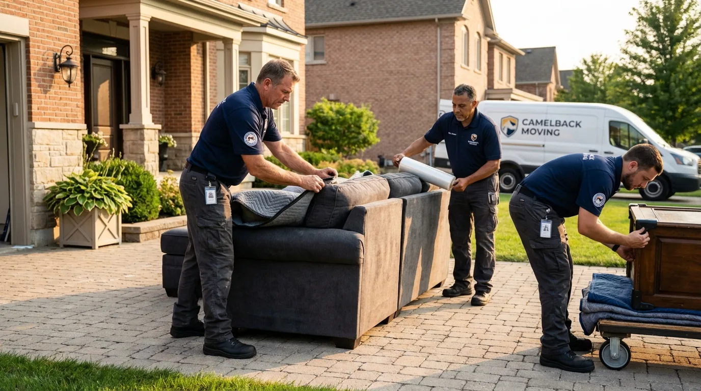 Large estate moving crew wrapping furniture in Milton, WI