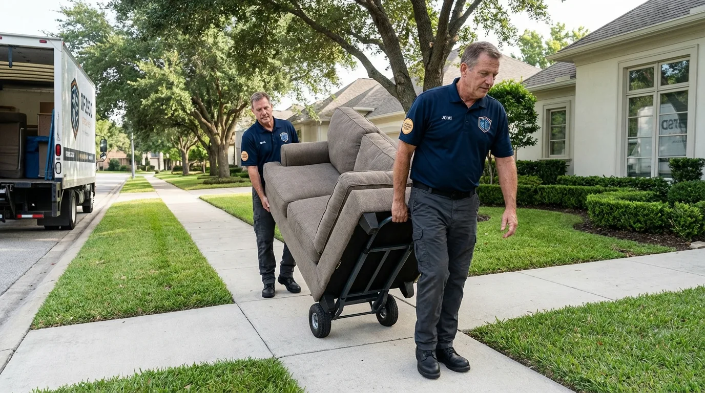 Local residential moving crew loading furniture in Milton, WI